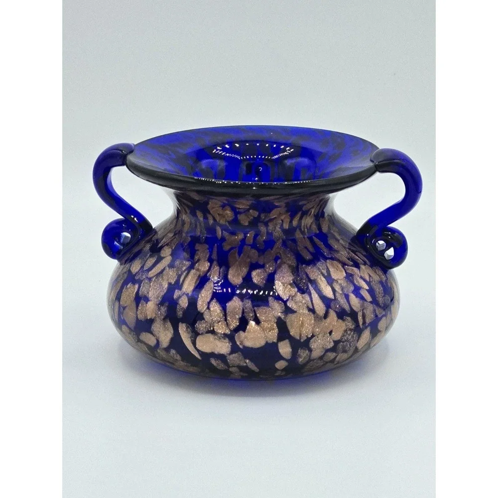 Joska Designs Silberberg Kristal Mundgeblasen Bavaria Cobalt Aventurine Vase